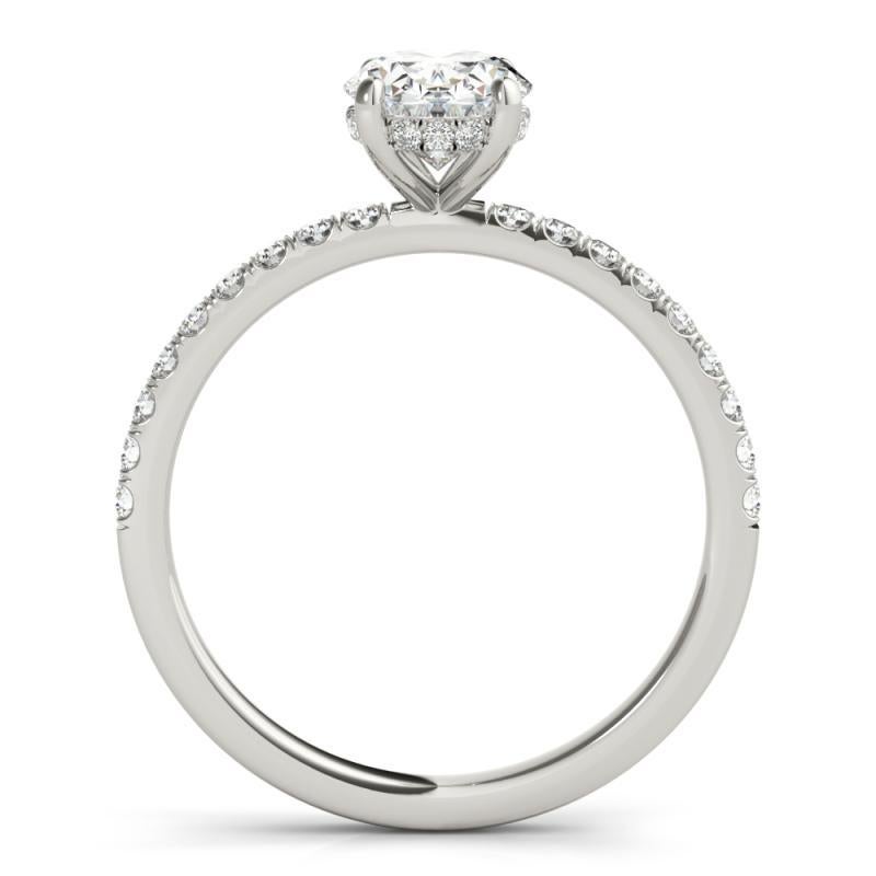 GIA Certified 2.51 Carat Pave Hidden Halo Oval 18K White Gold Diamond Ring In New Condition For Sale In New York, NY