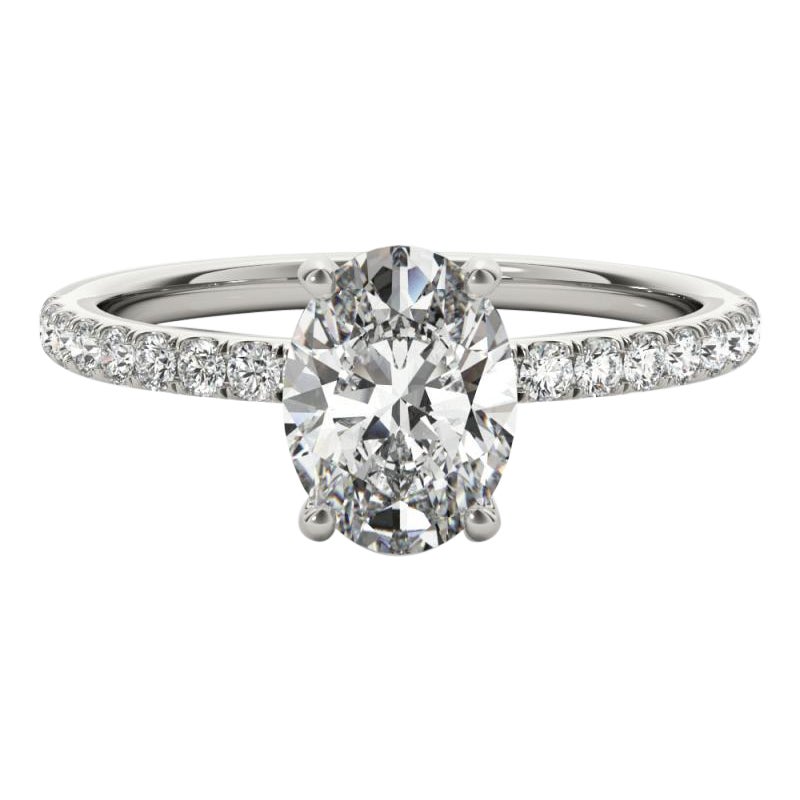 GIA Certified 2.51 Carat Pave Hidden Halo Oval 18K White Gold Diamond Ring For Sale