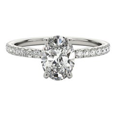 Bague en or blanc 18 carats certifiée GIA, 2,51 carats, pavé caché, halo ovale
