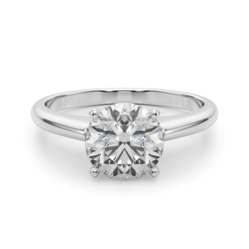 GIA Certified 2.51 Carat Round Solitaire Classic 18K White Gold Diamond Ring In New Condition For Sale In New York, NY
