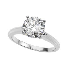Anillo de diamantes de oro blanco de 18 quilates con solitario redondo de 2,51 quilates certificado por GIA