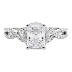 GIA Certified 2.51 Carati Solitaire Radiant Halo Infinity Platinum Diamond Ring