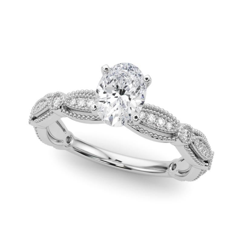 Taglio ovale Anello di diamanti ovale vintage con fascia a grana fine certificato GIA da 2.51 carati in vendita