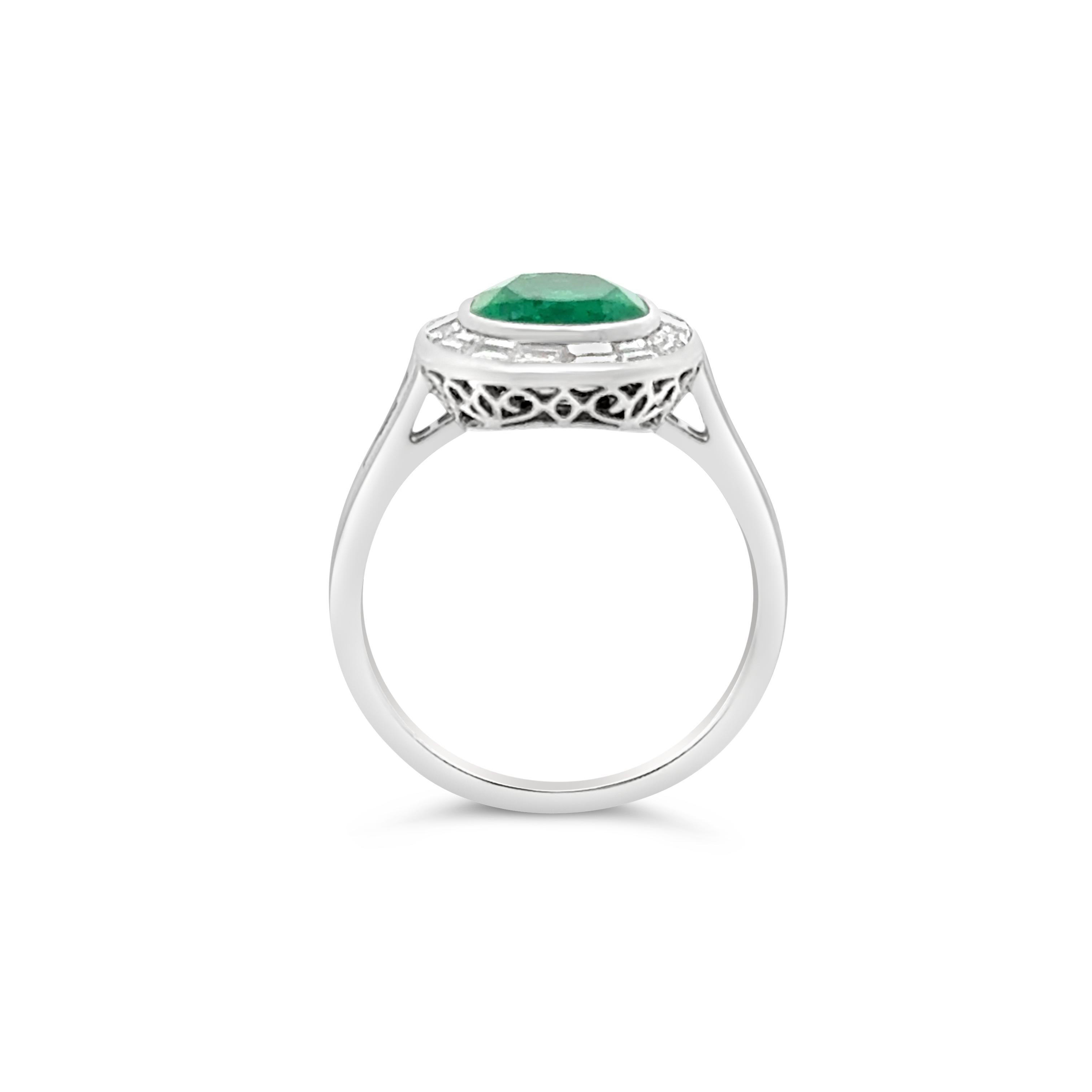 Contemporary GIA Certified 2.51 Carats Oval Cut Colombian Emerald & Diamond Engagement Ring For Sale