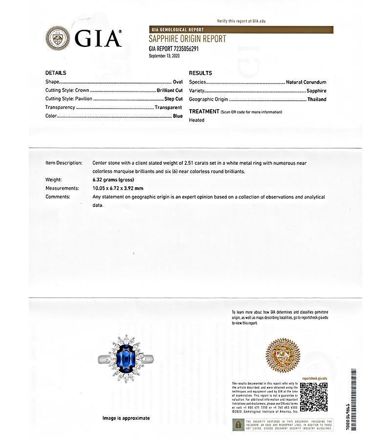GIA Certified 2.51ct Sapphire 0.86ct Diamond Engagement Ring In Good Condition For Sale In New York, NY