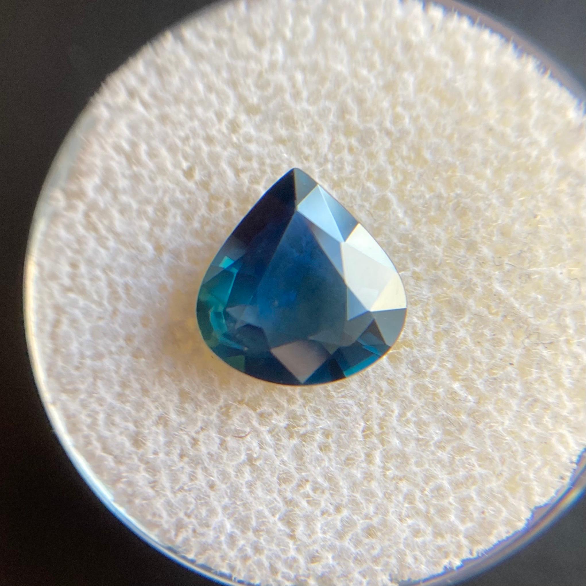 GIA Certified 2.51ct Untreated Blue Green Sapphire Pear Cut Unheated Rare Gem 2