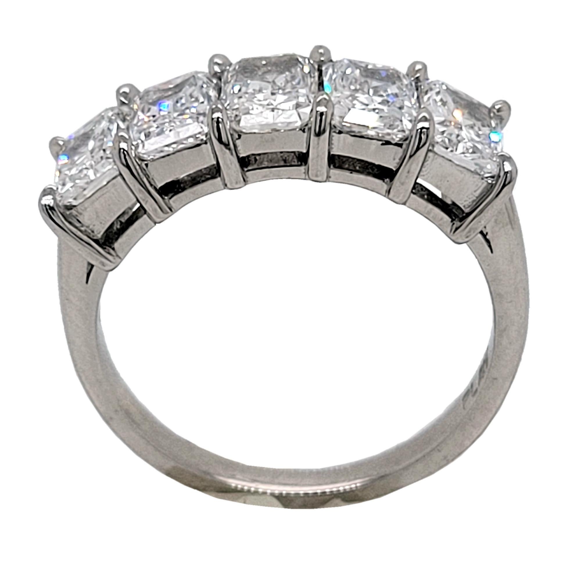 GIA Certified 2.52 Carat '0.50 Cts' Radiant Platinum Diamond Anniversary Ring In New Condition For Sale In Los Angeles, CA