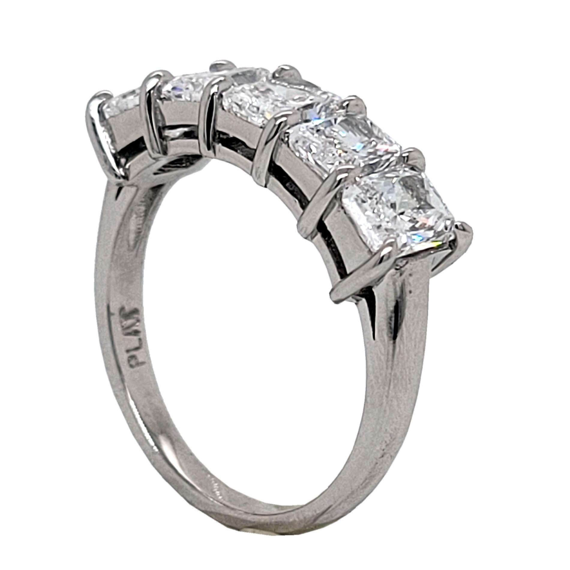 Women's GIA Certified 2.52 Carat '0.50 Cts' Radiant Platinum Diamond Anniversary Ring For Sale