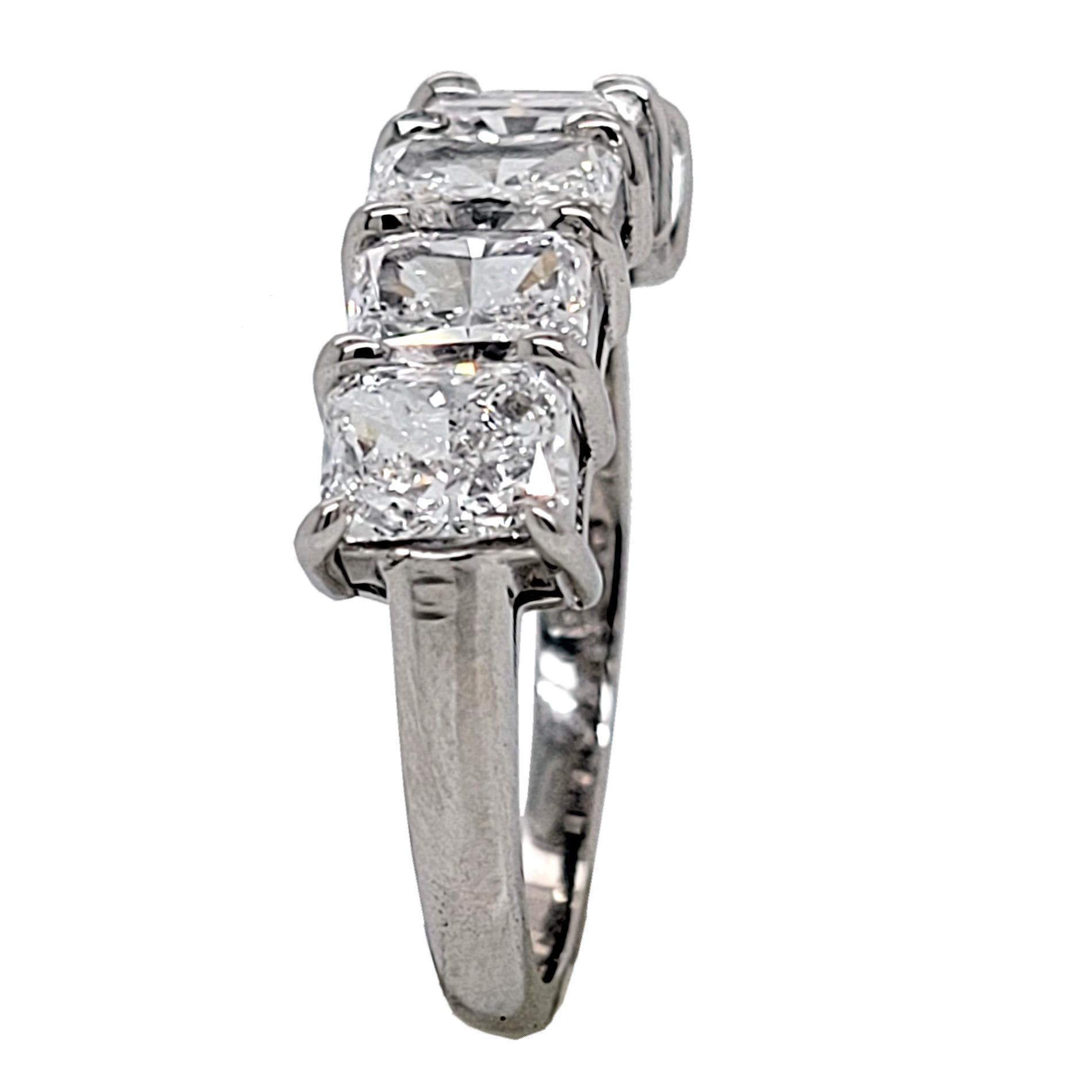 GIA Certified 2.52 Carat '0.50 Cts' Radiant Platinum Diamond Anniversary Ring For Sale 1