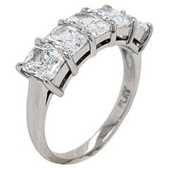 Used GIA Certified 2.52 Carat '0.50 Cts' Radiant Platinum Diamond Anniversary Ring