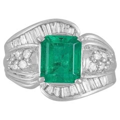 Anello con smeraldo colombiano e diamante certificato GIA da 2.52 carati in platino