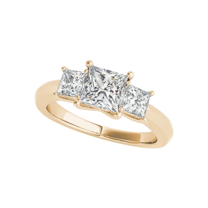 GIA-zertifizierter dreisteiniger klassischer Diamantring mit 2.52 Karat im Prinzessinnenschliff