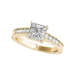 Bague à diamant vintage certifié GIA de 2,52 carats Princesse double panier