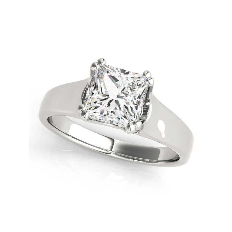 Taglio princess GIA Certified 2,52 Carat Princess Double Prong Set  Anello con diamante in vendita