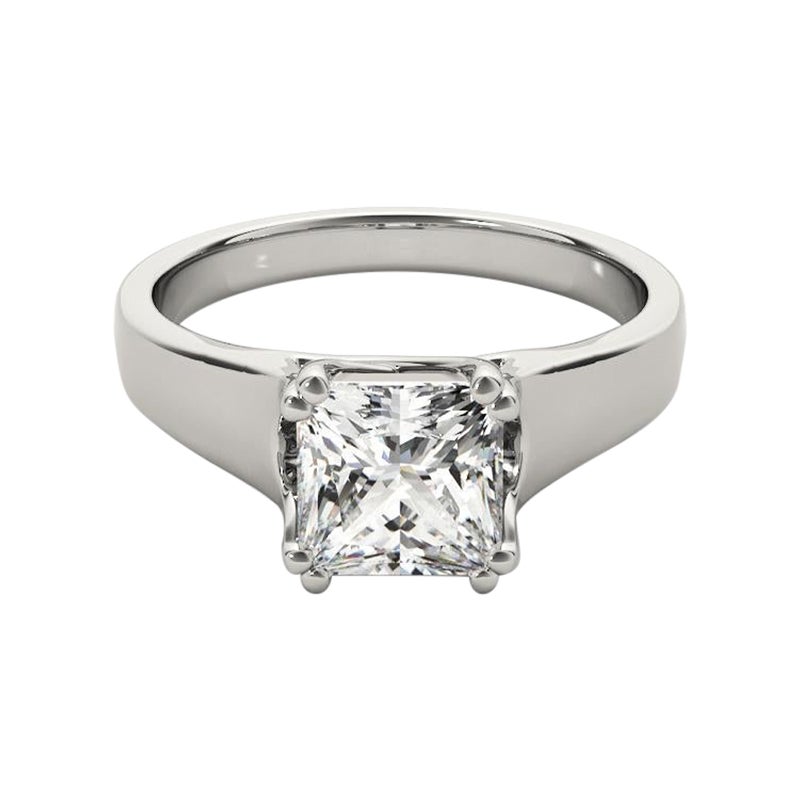 GIA Certified 2,52 Carat Princess Double Prong Set  Anello con diamante