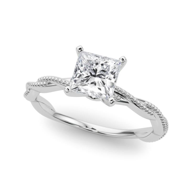 Anillo de diamantes en platino con banda trenzada trenzada princesa de 2,52 quilates con certificado GIA Corte princesa en venta
