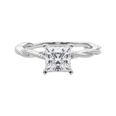 Anillo de diamantes en platino con banda trenzada trenzada princesa de 2,52 quilates con certificado GIA