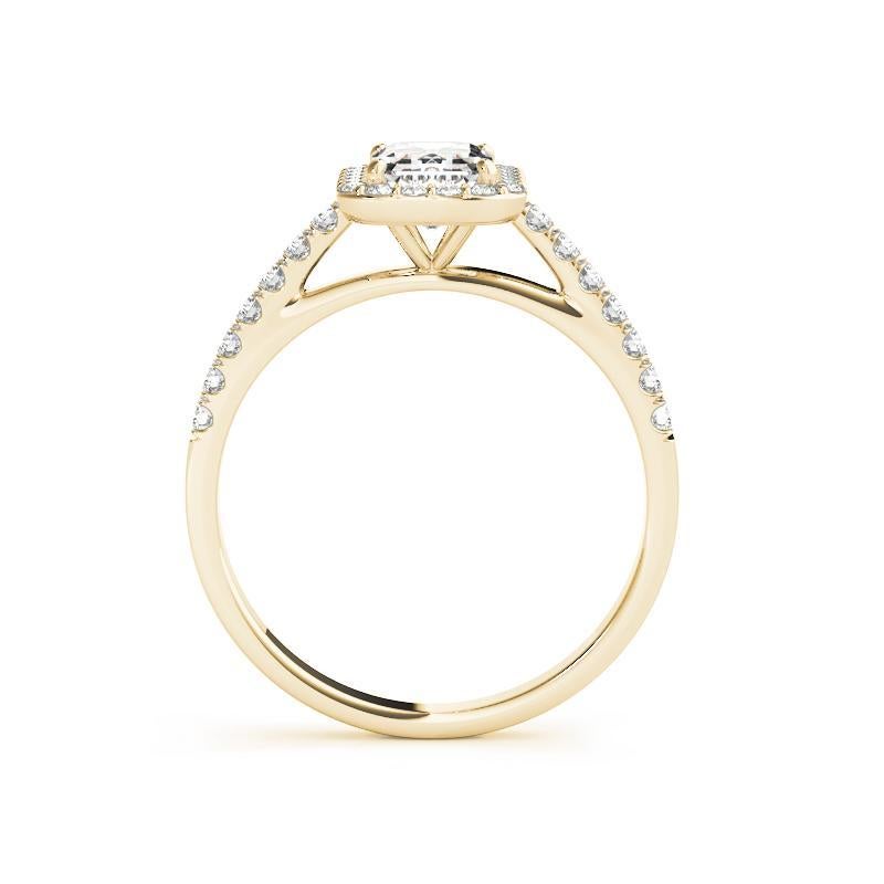 Taille radiant Bague en or jaune 18 carats certifiée GIA avec diamant radiant Halo Pave de 2,52 carats en vente