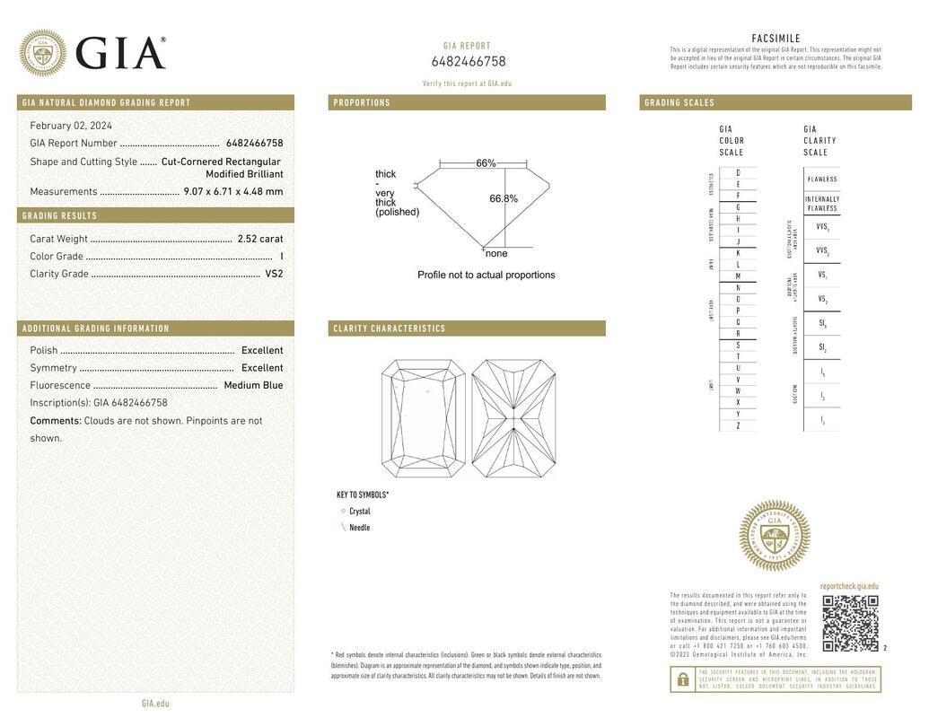 Contemporary GIA Certified 2.52 Carat Radiant Halo Ribbon Cathedral Diamond Ring For Sale