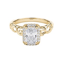 GIA Certified 2.52 Carat Radiant Halo Ribbon Cathedral Diamond Ring