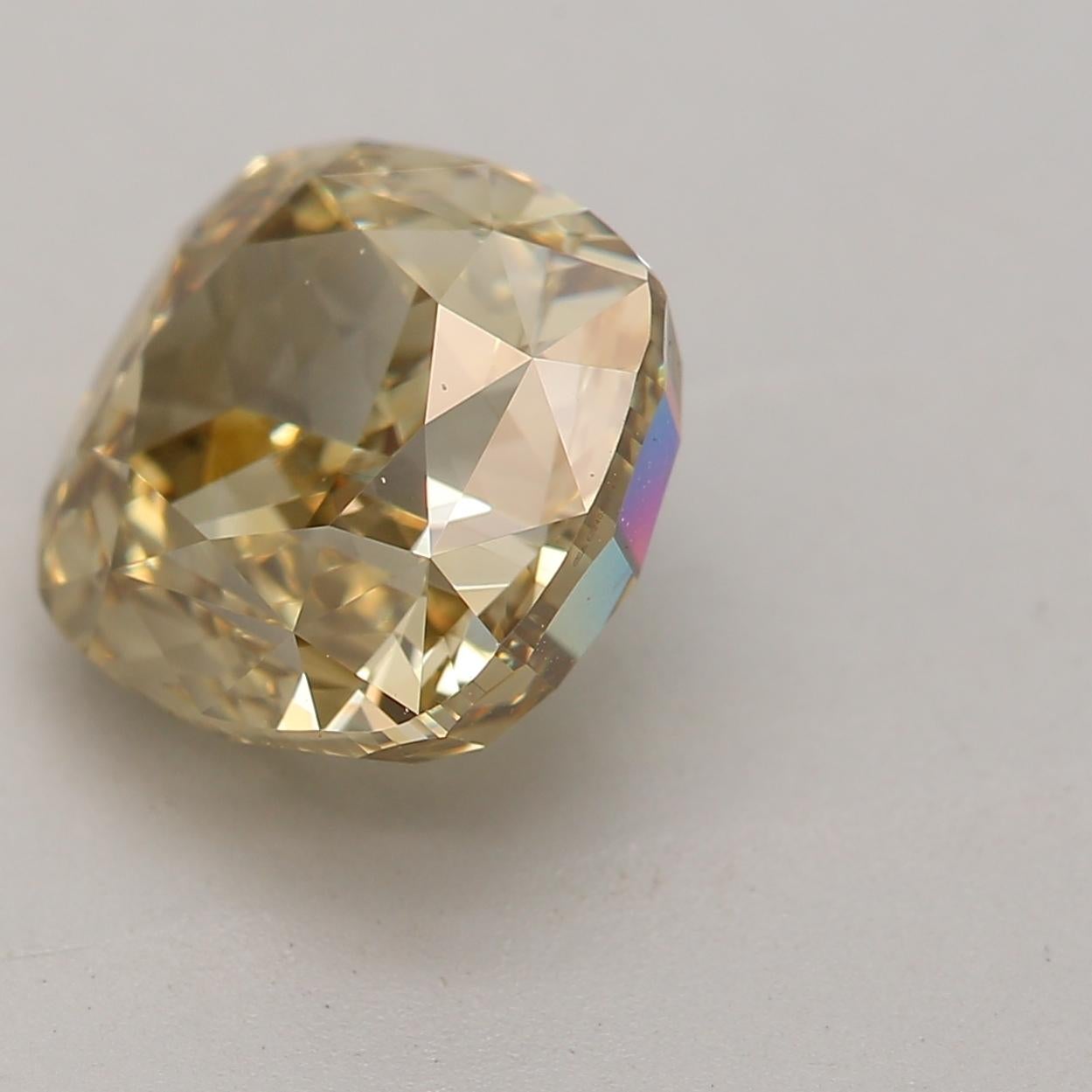 Cushion Cut GIA Certified 2.52 Fancy Brownish Yellow VVS2 Clarity Diamond For Sale