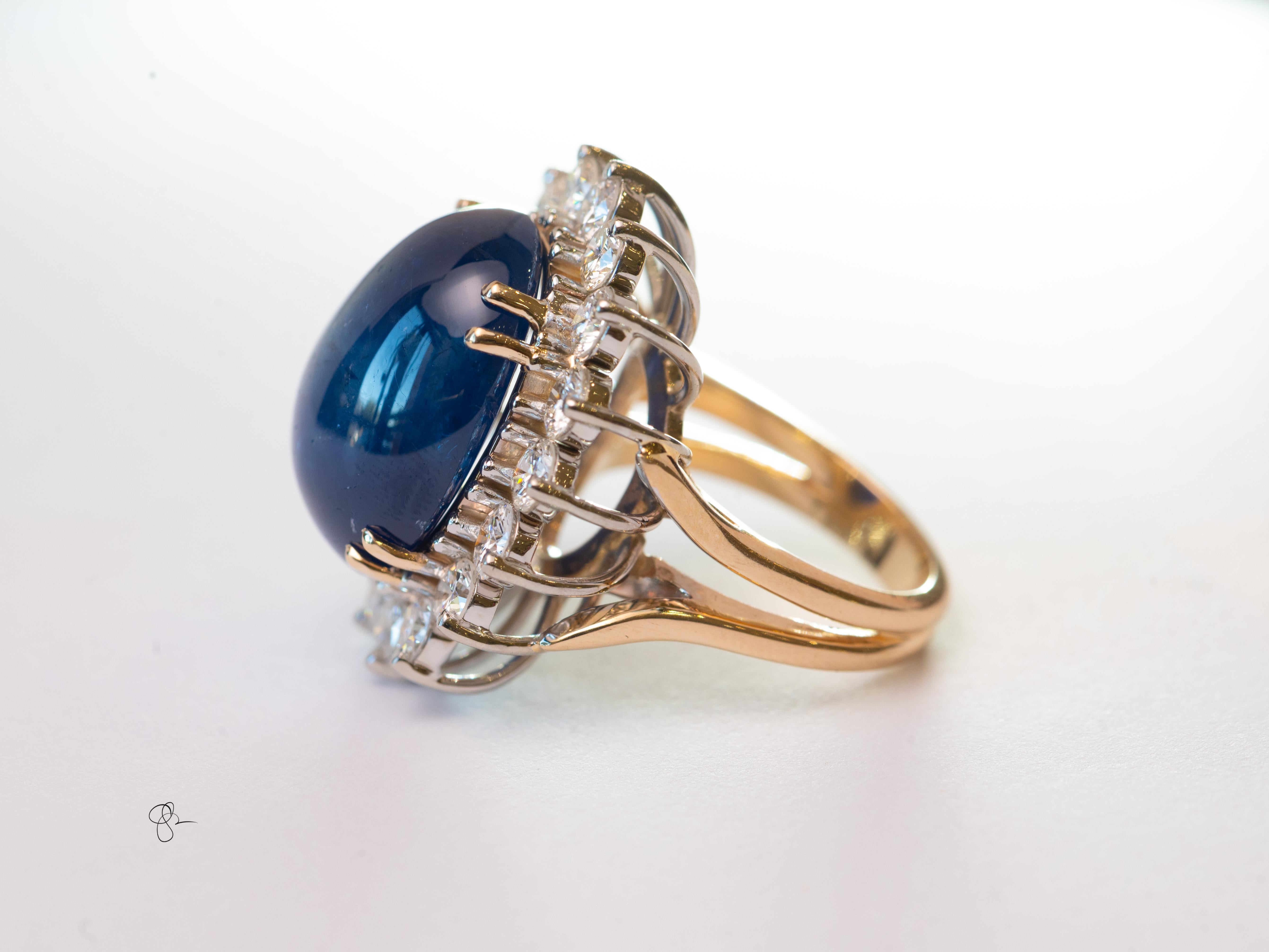 Bague cocktail saphir étoilé et diamant certifié GIA 25,21 carats Natura Burmal en vente 1