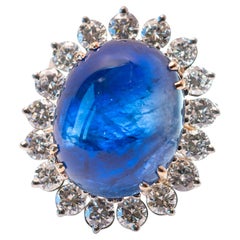 GIA zertifizierter 25,21 Karat Natura Burmal Star Saphir und Diamant Cocktail Ring
