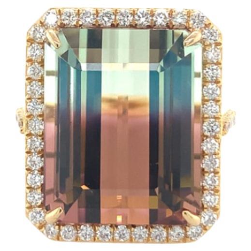 GIA Certified 25.26 Carat Tourmaline Diamond Ring