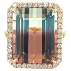 GIA Certified 25.26 Carat Tourmaline Diamond Ring