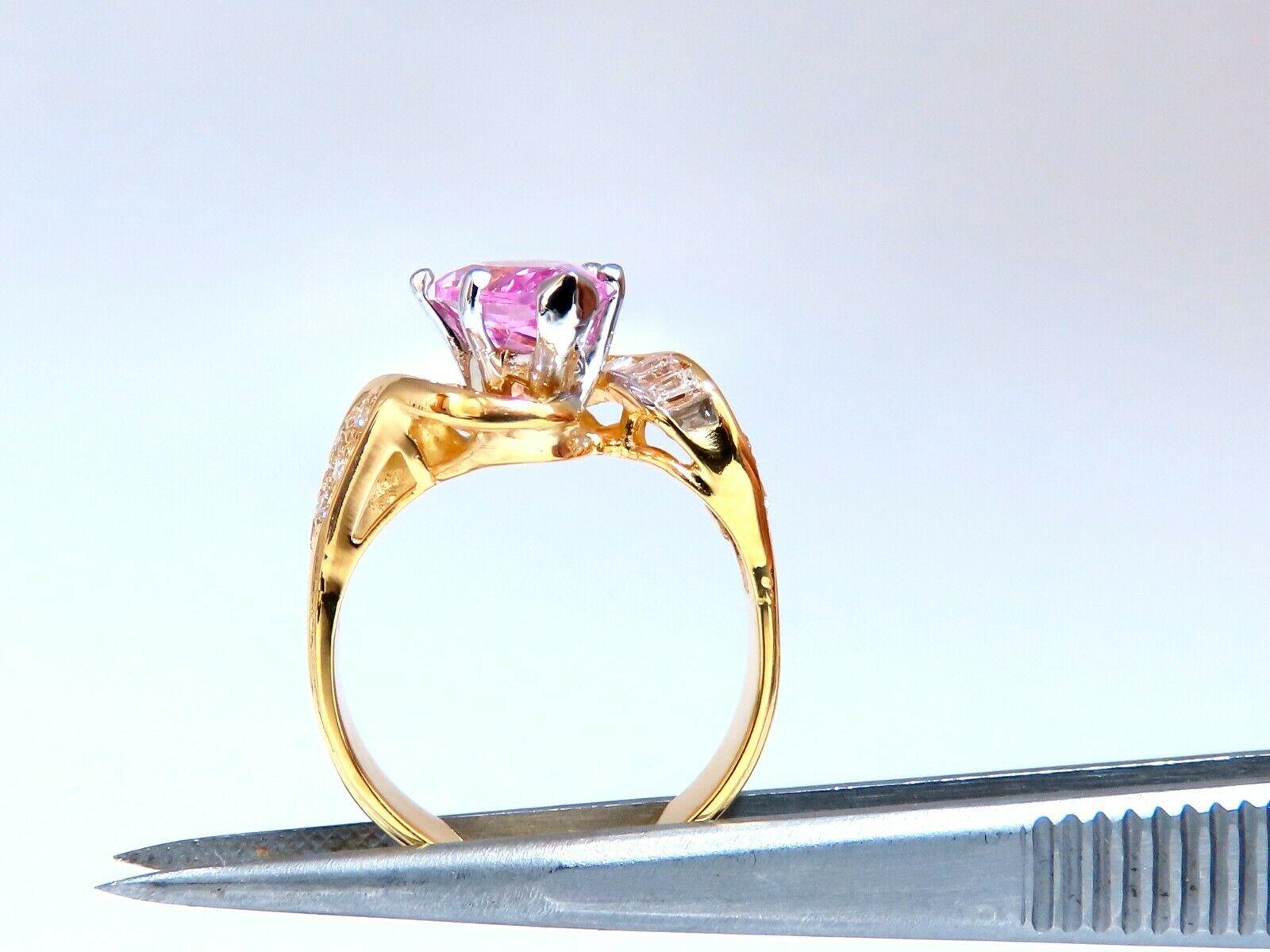 Pear Cut GIA Certified 2.52ct Lab Pink Sapphire Diamonds Ring 14kt For Sale