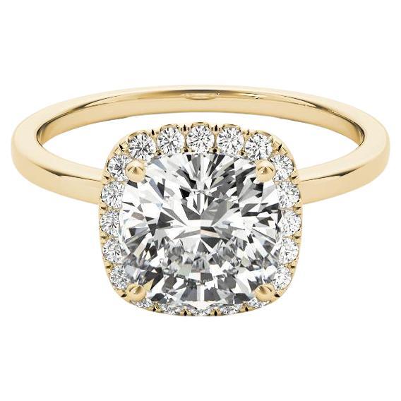 GIA Certified 2.53 Carat Basket Set Square Cushion Halo Diamond Ring