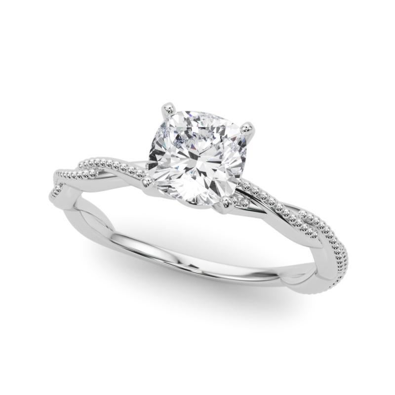 Anillo de diamantes en platino con banda trenzada retorcida de 2,53 quilates con certificado GIA Corte cojín en venta
