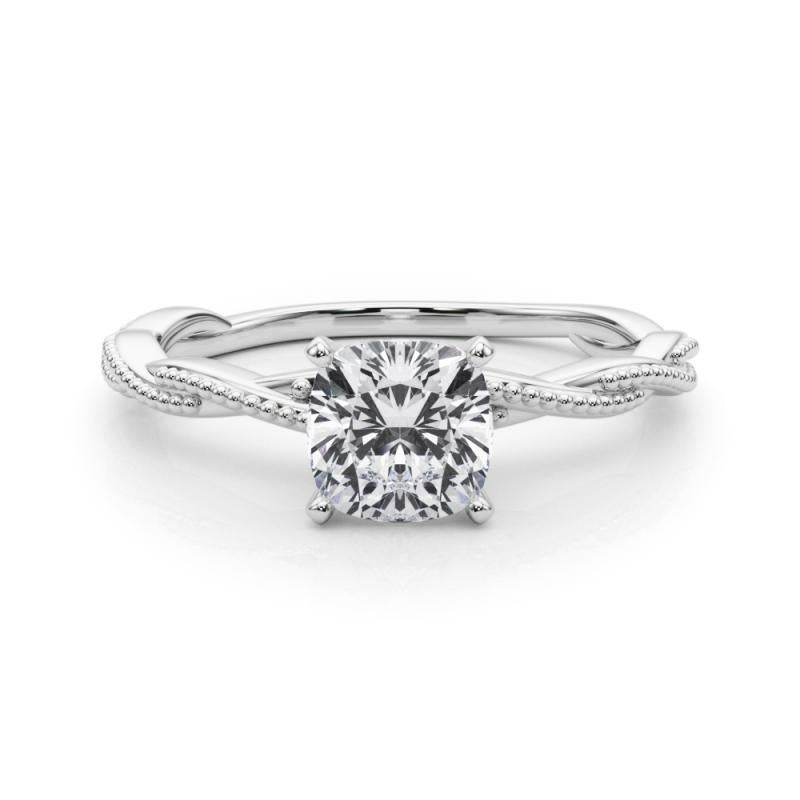 Bague à diamant en platine certifiée GIA de 2,53 carats avec anneau torsadé et tressé