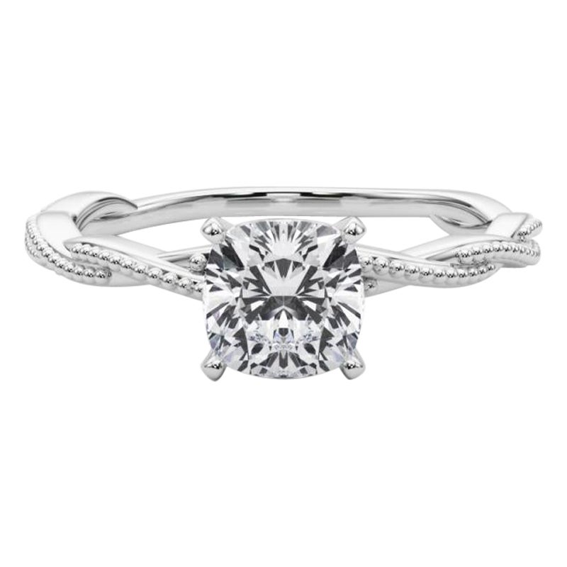 GIA Certified 2,53 Carat Cushion Twisted Braided Band Platinum Diamond Ring (anello con diamante in platino)