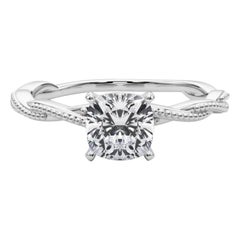 GIA Certified 2,53 Carat Cushion Twisted Braided Band Platinum Diamond Ring (anello con diamante in platino)