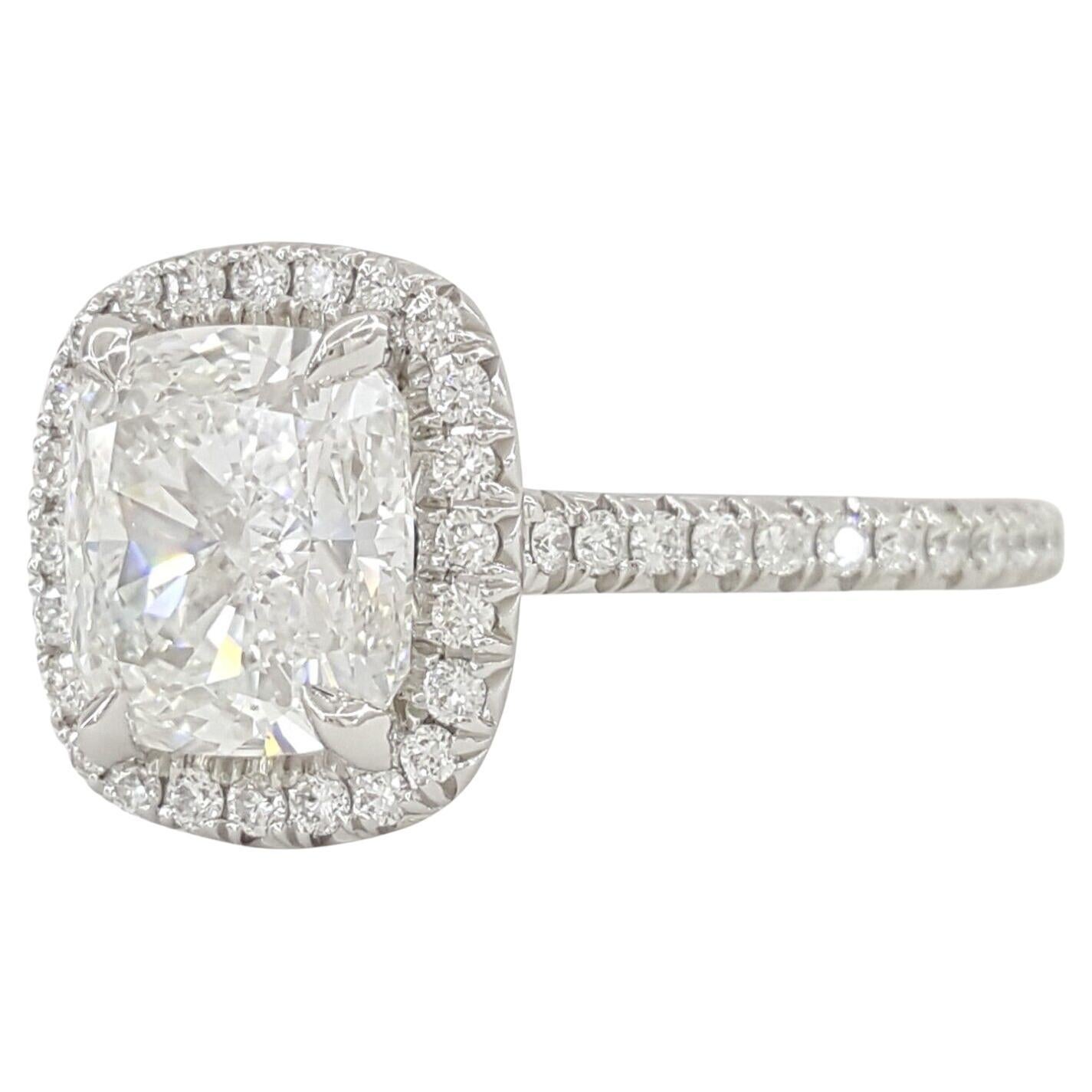 Taille princesse Bague de fiançailles en platine avec diamants de 2,53 carats certifiés GIA en vente