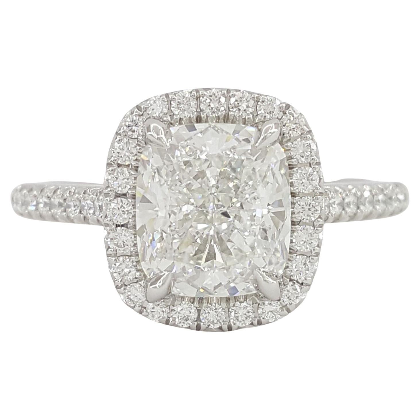 Bague de fiançailles en platine avec diamants de 2,53 carats certifiés GIA en vente