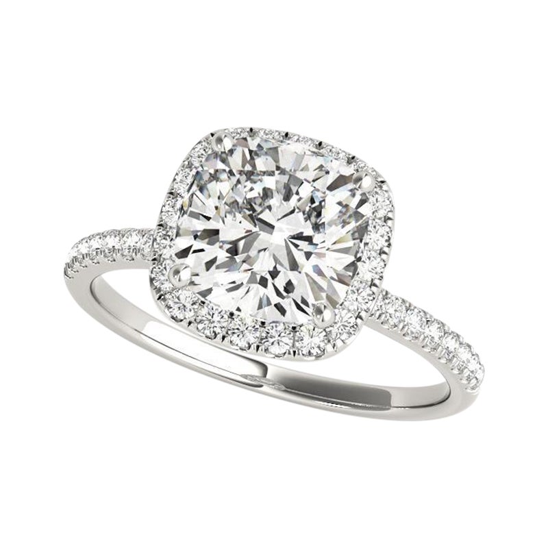 GIA Certified 2.53 Carat Halo Square Cushion Basket Set Diamond Ring For Sale
