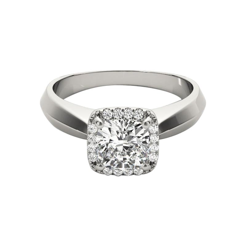 GIA Certified 2.53 Carat Knife Edge Band Cushion Halo Diamond Ring