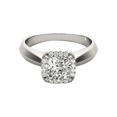 GIA Certified 2.53 Carat Knife Edge Band Cushion Halo Diamond Ring