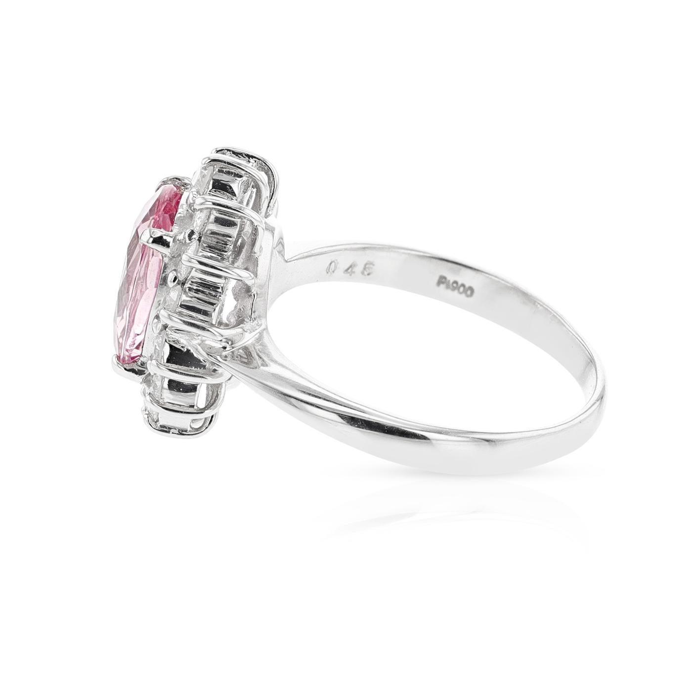 Women's or Men's GIA Certified 2.53 Carat Natural Oval-Shaped Pink Sapphire and Diamond Ring, PT