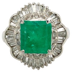 GIA Certified 2.53ct Colombian Emerald (MINOR OIL) & 0.78 Diamond Platinum Ring 