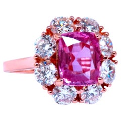 GIA-zertifizierter 2,53 Karat natürlicher Madagaskar rosa Saphir Diamanten Ring 18Kt 12646