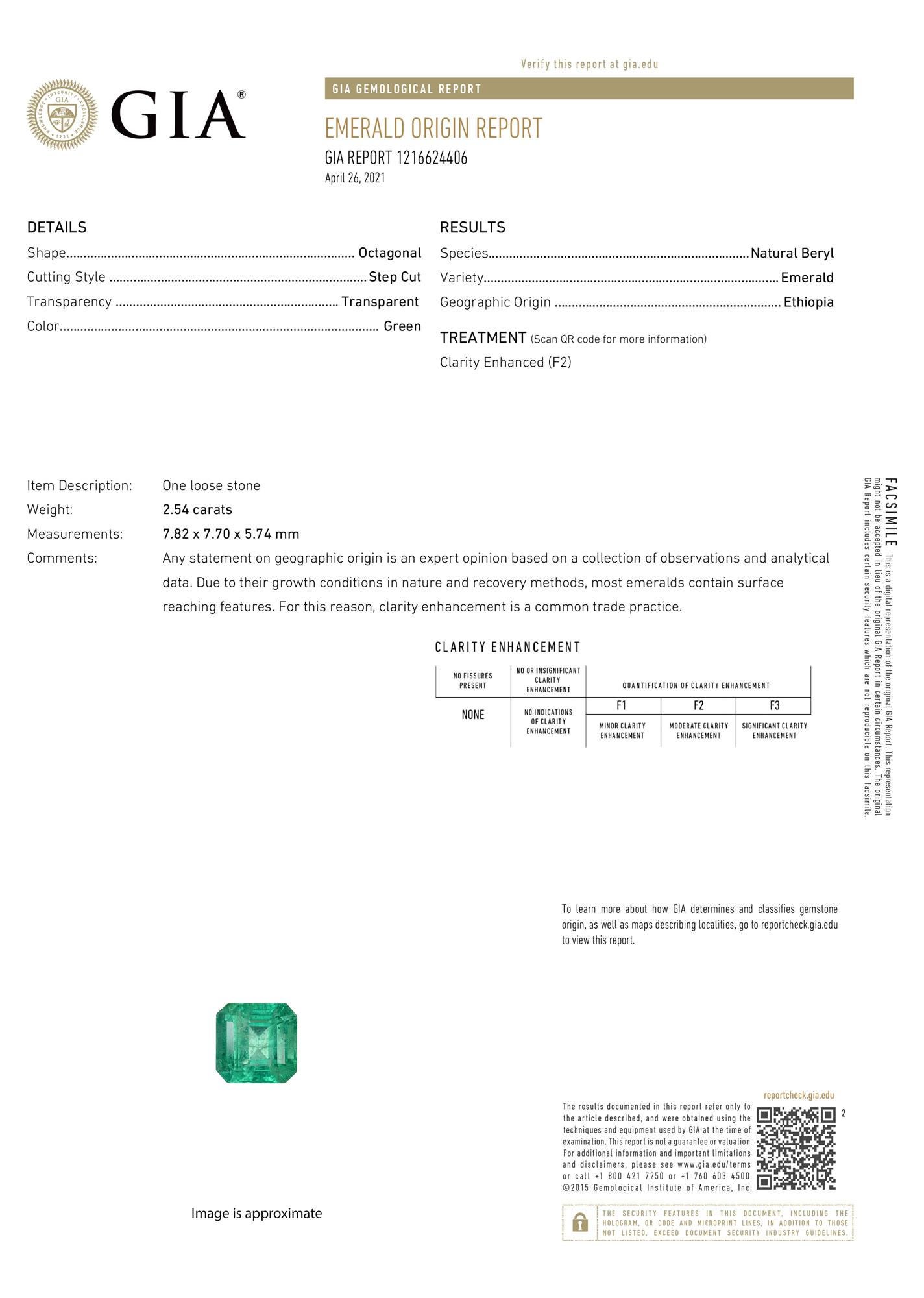 GIA Certified 2.54 Carat Asscher Green Emerald & Baguette Diamond Platinum Ring For Sale 2