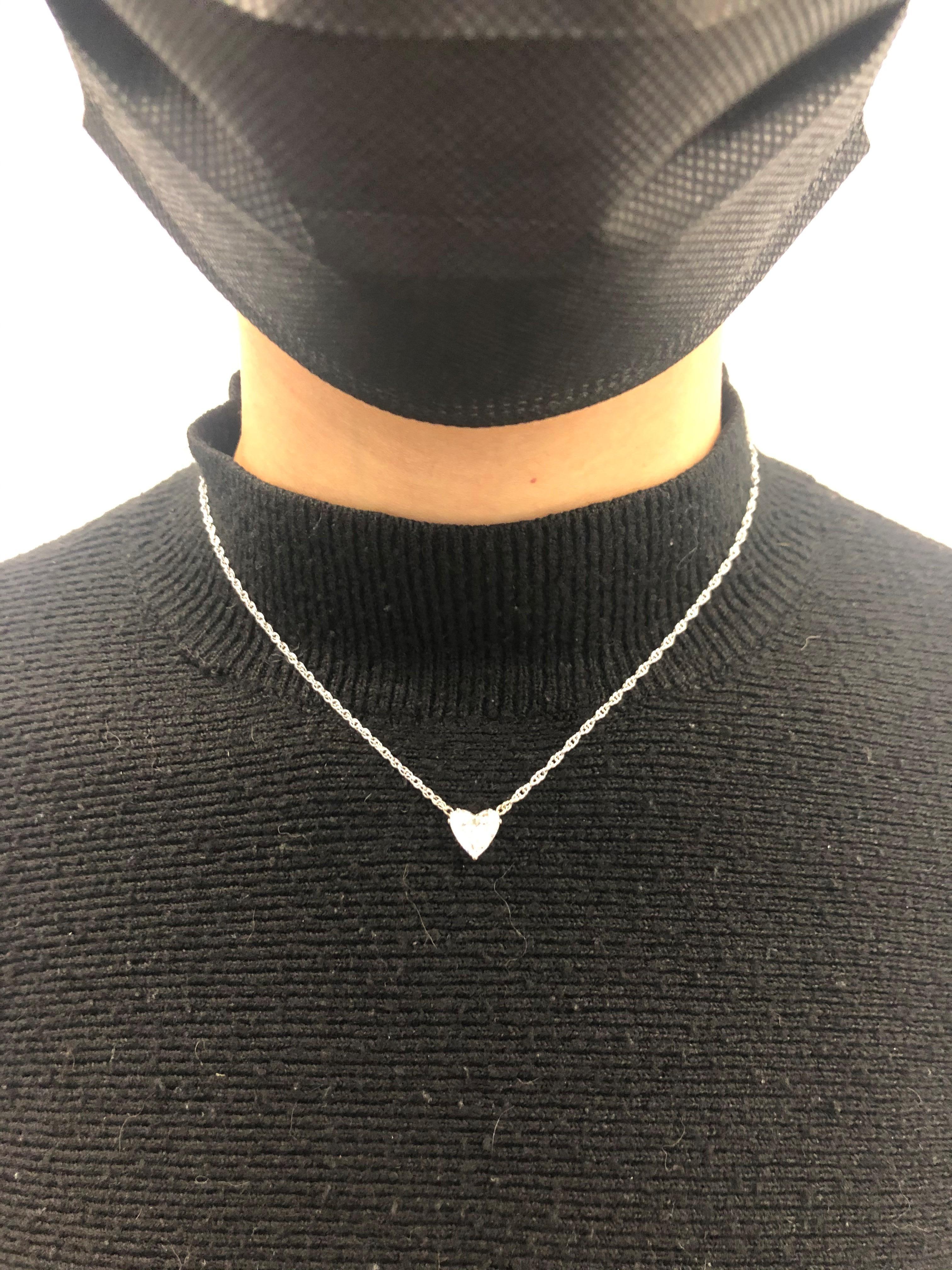 GIA Certified 2.54 Carat Diamond Heart Necklace in 18 Karat White Gold 4