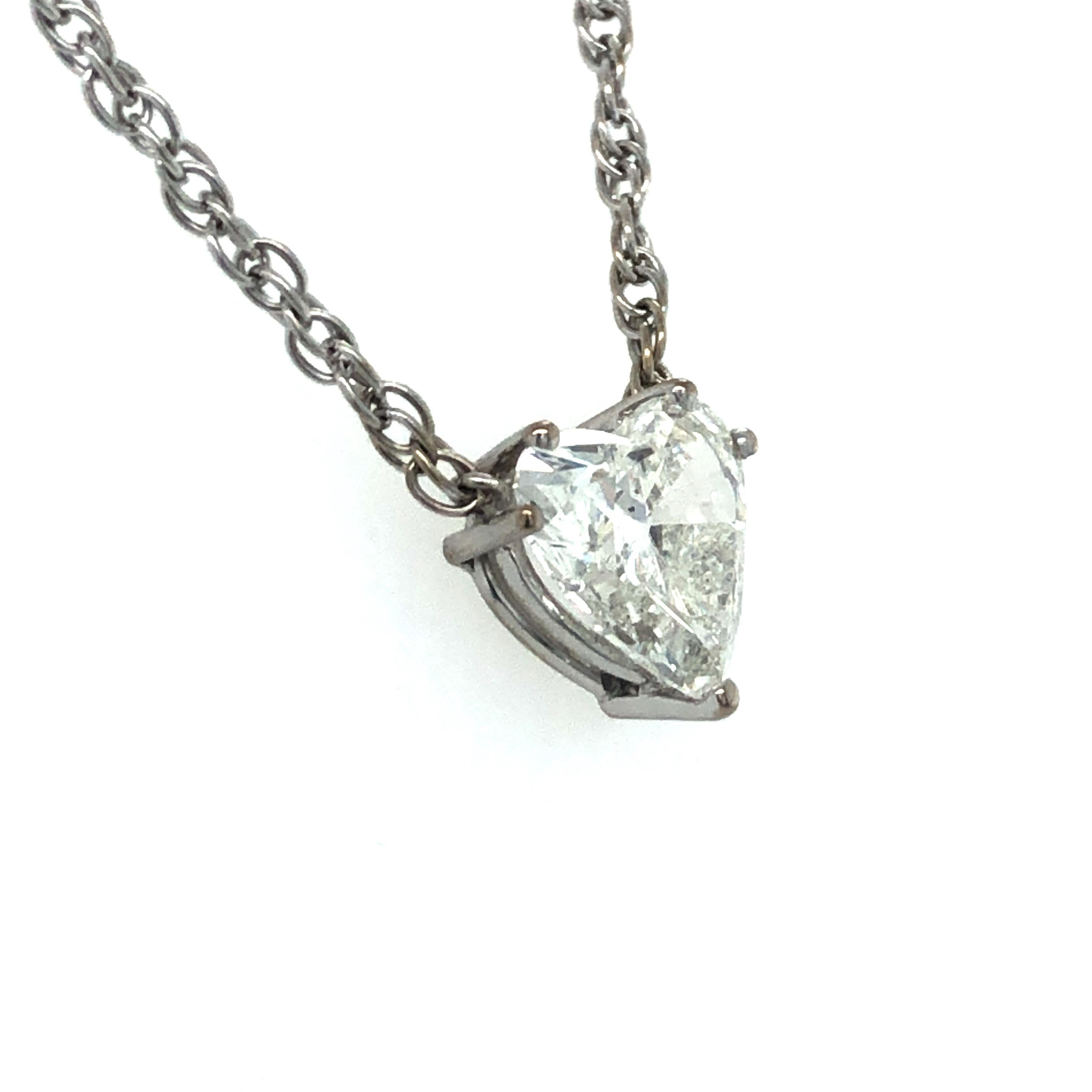 Contemporary GIA Certified 2.54 Carat Diamond Heart Necklace in 18 Karat White Gold