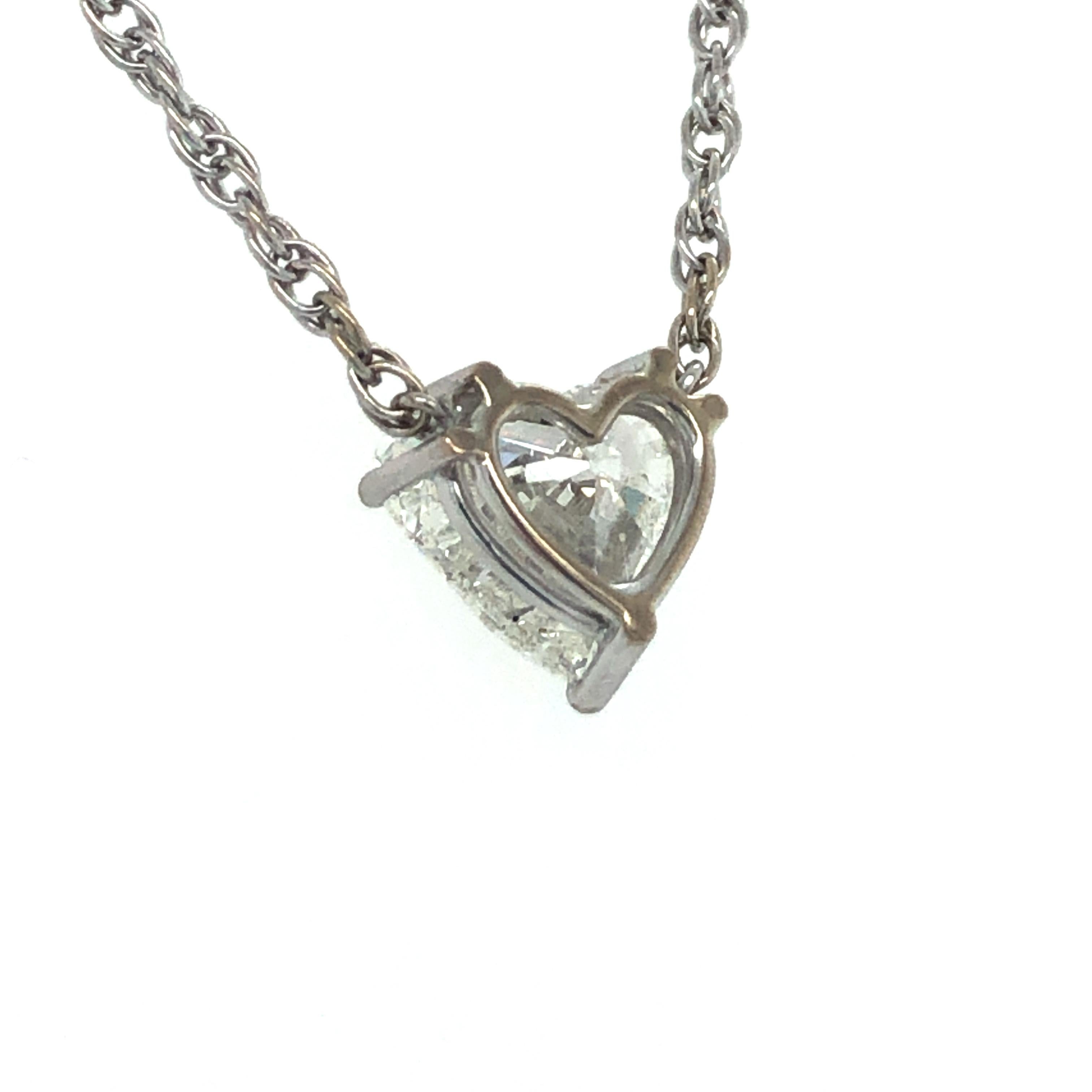 GIA Certified 2.54 Carat Diamond Heart Necklace in 18 Karat White Gold 1