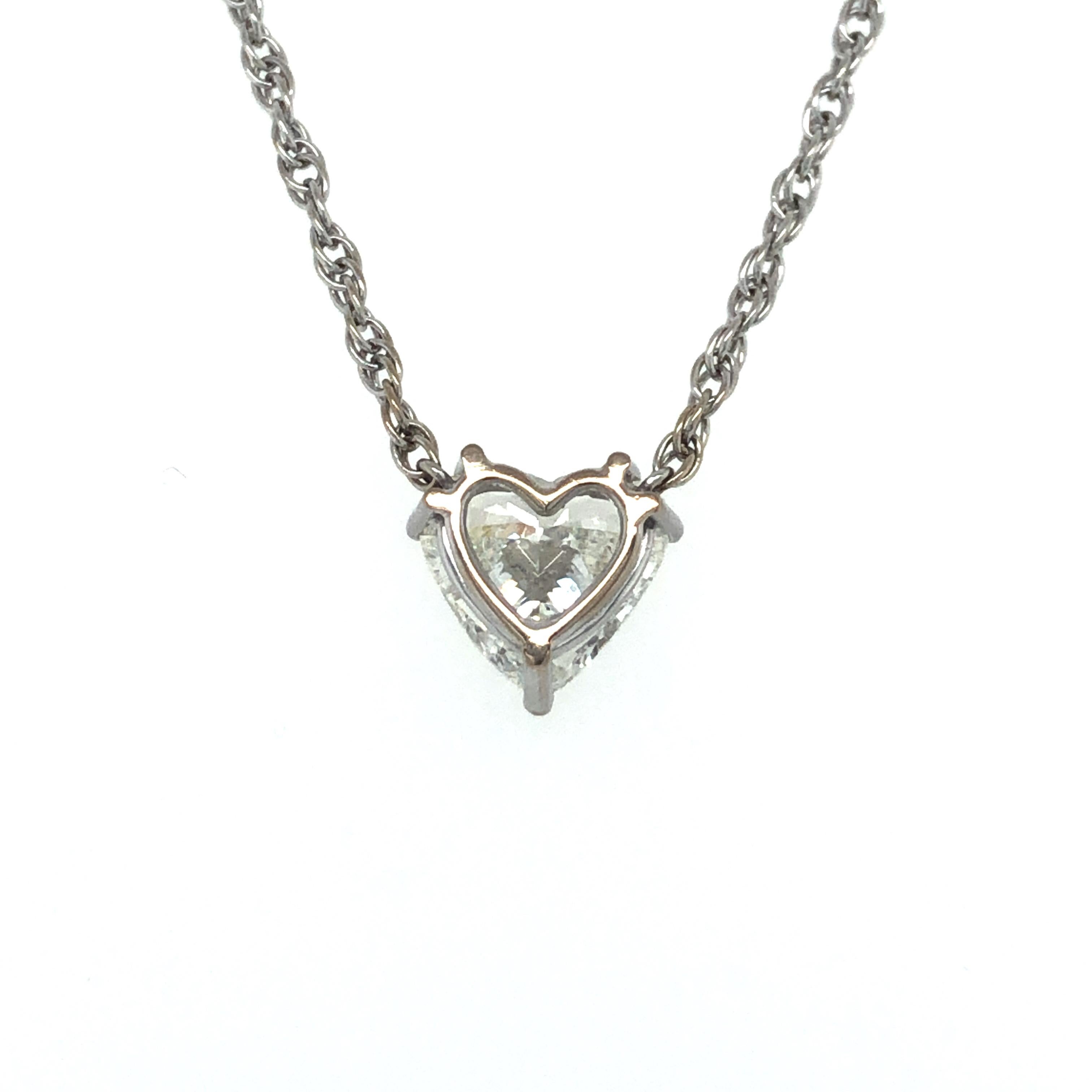 GIA Certified 2.54 Carat Diamond Heart Necklace in 18 Karat White Gold 2