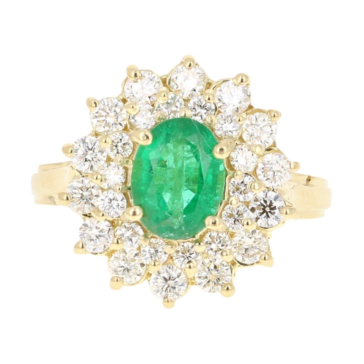 GIA zertifizierter 2,54 Karat Smaragd-Diamant-Verlobungsring aus 18 Karat Gelbgold