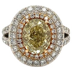 GIA Certified 2.54 Carat Natural Color Diamond Engagement Ring in 18 kt gold